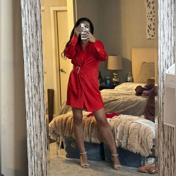 House of Harlow 1960 Wrap Mini Dress RED - Picture 1 of 5
